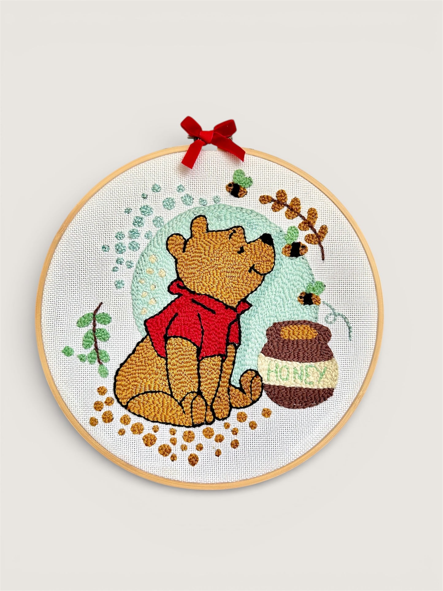 "Winnie the Pooh" - Punch needle hoop
