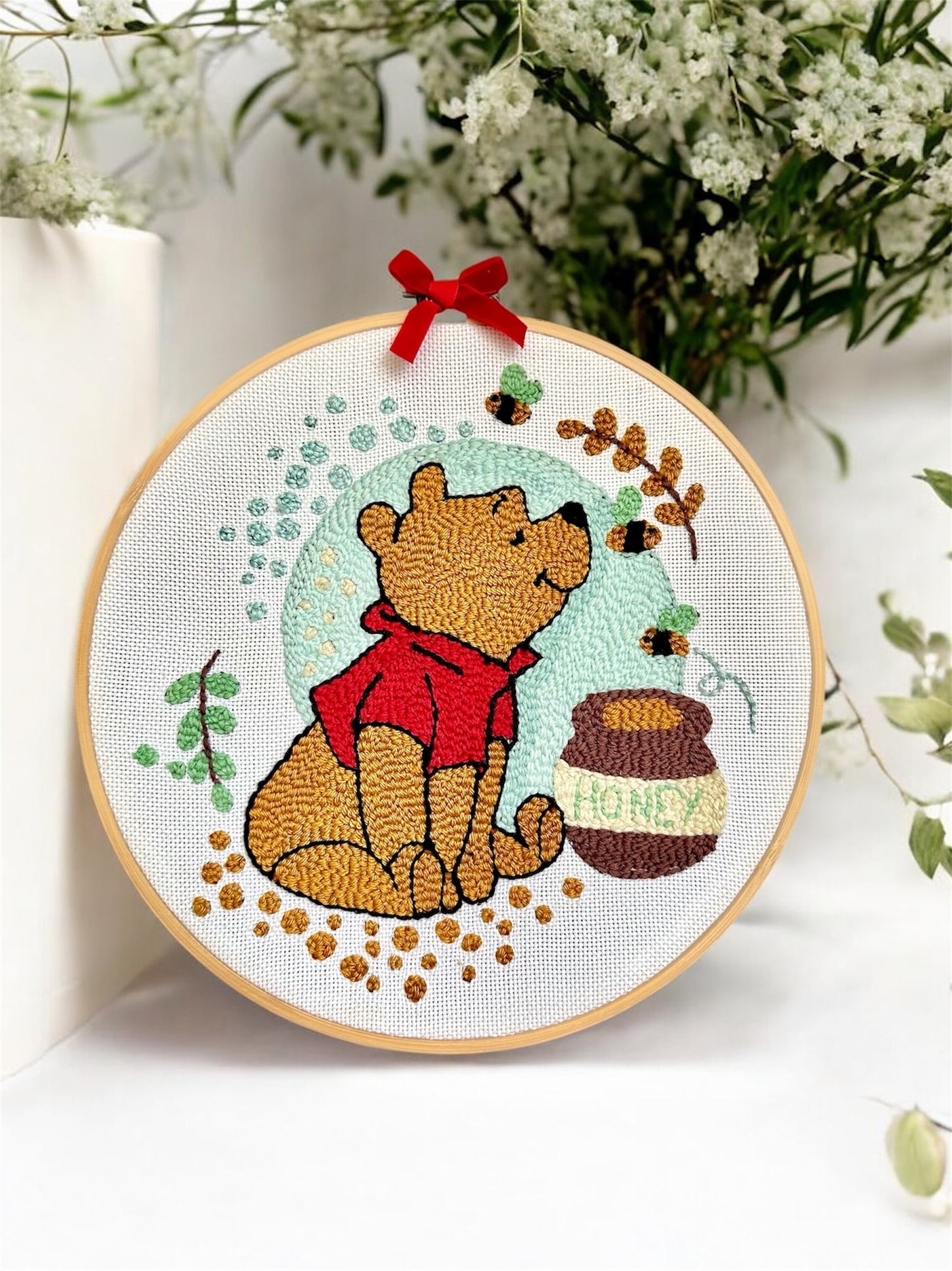 "Winnie the Pooh" - Punch needle hoop