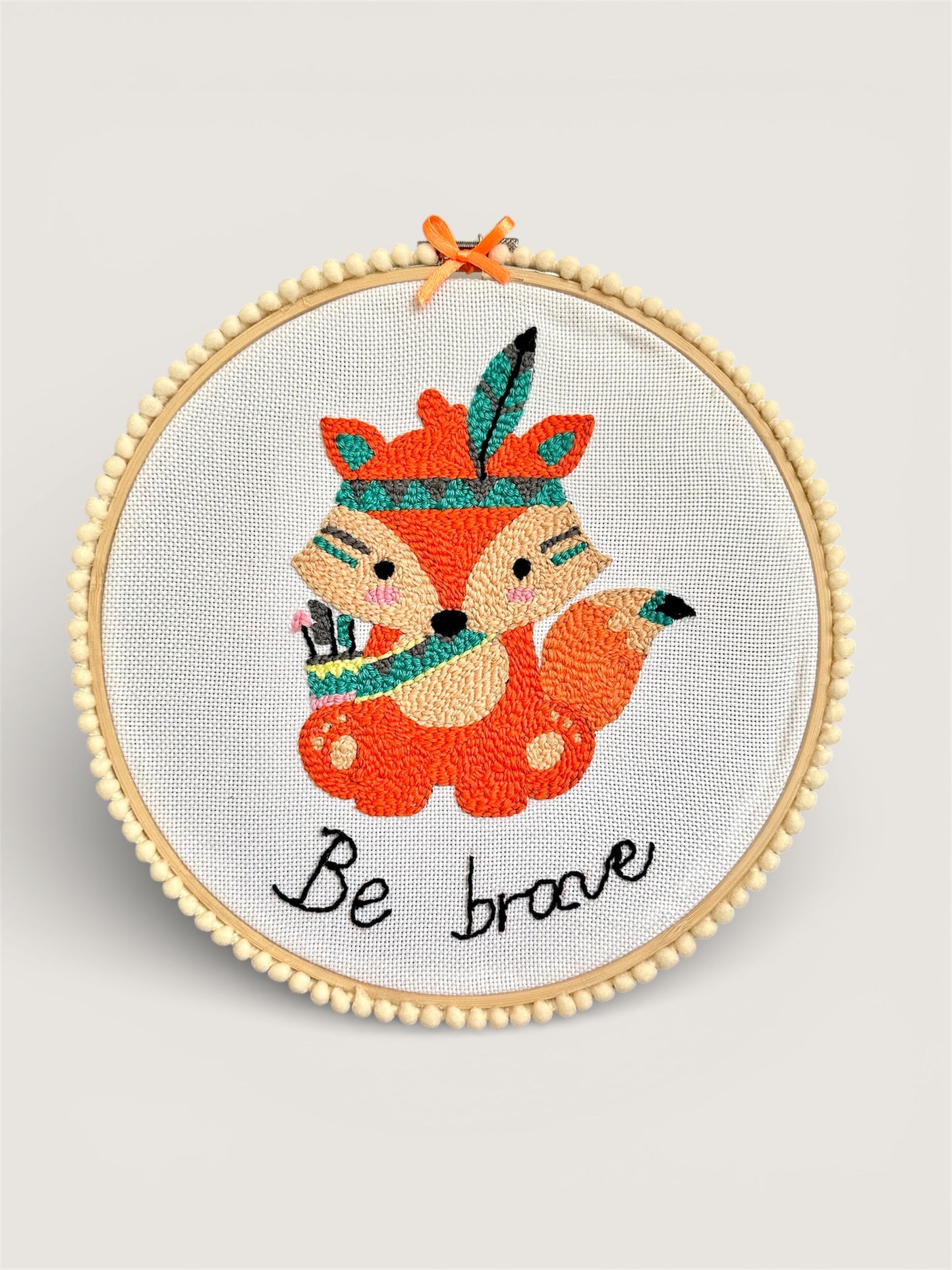 "Little brave fox" - Punch needle hoop
